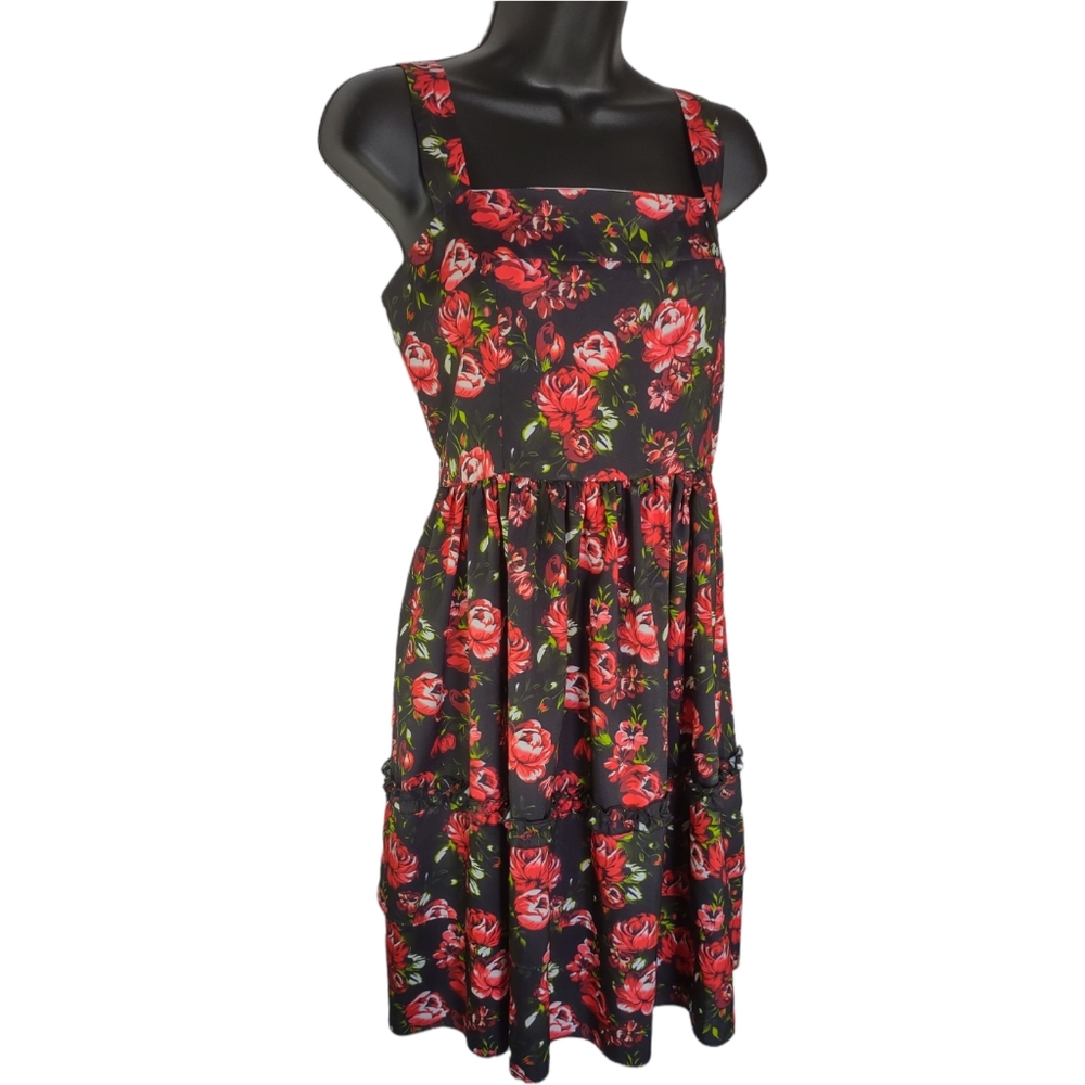 Romeo & Juliet Vintage Style Dark Floral Babydoll Dress size Med